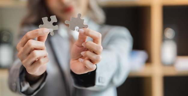 Business Teamwork beitreten Puzzle verbinden Konzeptidee zusammen Zielteam