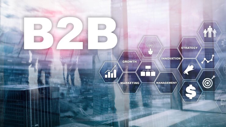 Foto business to business b2b - futuro tecnológico. modelo de negocio concepto de comunicación y tecnología financiera.