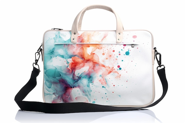 Foto business und tech white background bag showcase generative ai