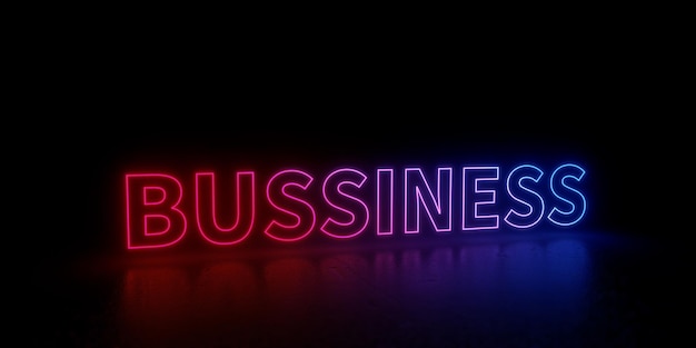 Business-Wort-Text 3D-gerenderte Umriss-Neon-Stil-Illustration isolierte 3D-Illustration