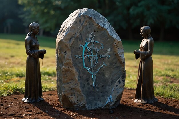 Foto la búsqueda de los cambiantes de forma amigos en busca de la piedra mítica