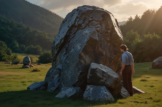 Foto la búsqueda de los cambiantes de forma amigos en busca de la piedra mítica