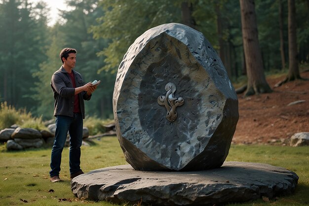 Foto la búsqueda de los cambiantes de forma amigos en busca de la piedra mítica