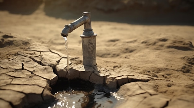 Foto búsqueda desesperada de agua en un desierto reseco cambio climático y crisis del agua