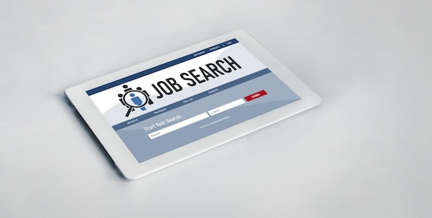 Búsqueda de empleo en línea en un sitio web de moda para que los trabajadores busquen oportunidades laborales