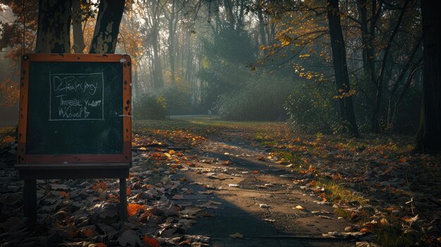 Foto una búsqueda del tesoro de halloween en medio de las sombras del otoño