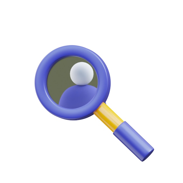 Búsqueda de trabajo en 3D Icono de lupa