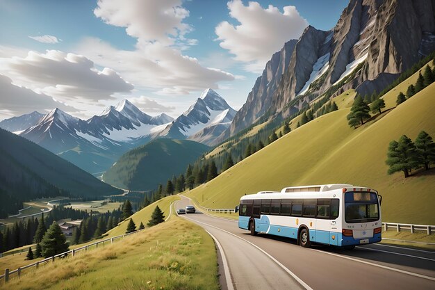 Foto busse und touristen am aussichtspunkt mit dem berg denali im hintergrund