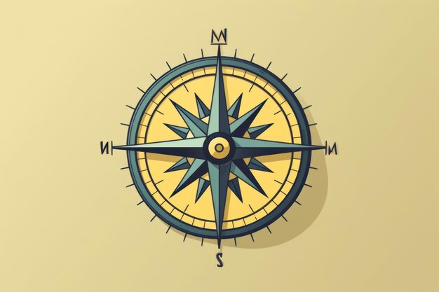 Bússola desenho animado isolado plano norte sul oeste leste