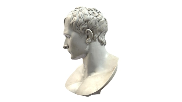 Un busto blanco de un busto romano con el nombre de Alejandro.