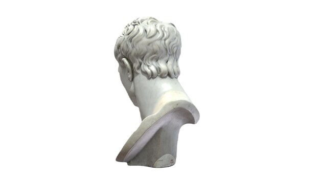 Un busto blanco de la cabeza de un hombre.