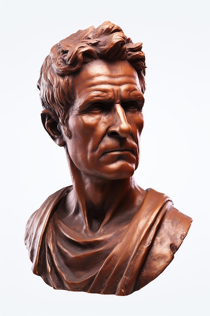Foto busto de cobre hiperrealista de un hombre en estilo italiano antiguo