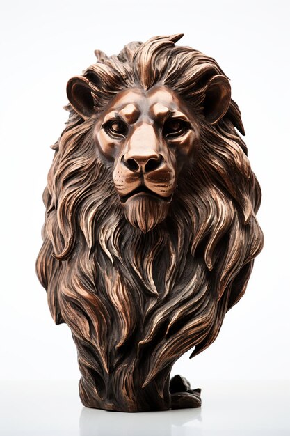 Busto de cobre hiperrealista de un león