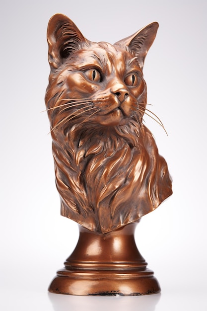 Foto busto de cobre hiper-realista de um gato em estilo italiano antigo
