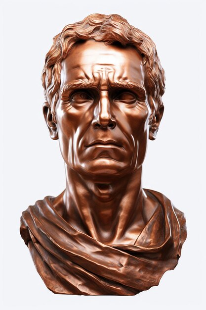 Busto de cobre hiper-realista de um homem em estilo italiano antigo