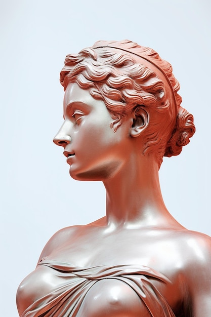 Busto hiperrealista de cobre de una mujer en estilo italiano antiguo