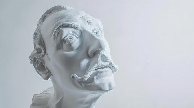 Busto renderizado en 3D de un hombre con rostro expresivo arte escultura digital moderna ideal para el estudio y análisis de emociones IA