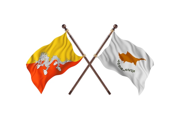Bután contra Chipre Fondo de dos banderas