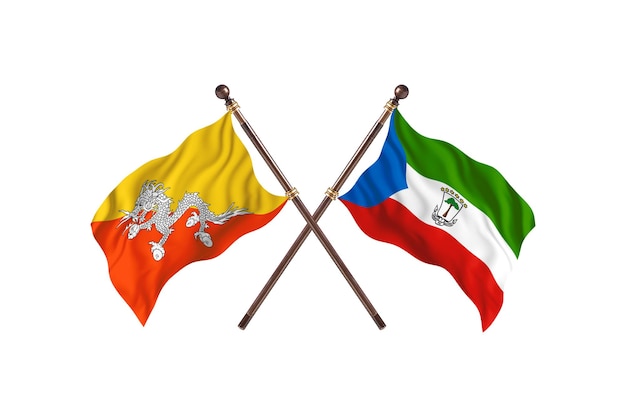 Bután contra Guinea Ecuatorial Two Flags Background