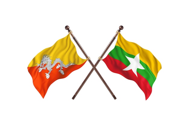 Butão contra Burma Two Flags Background