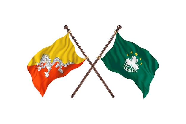 Butão contra fundo de duas bandeiras de Macau