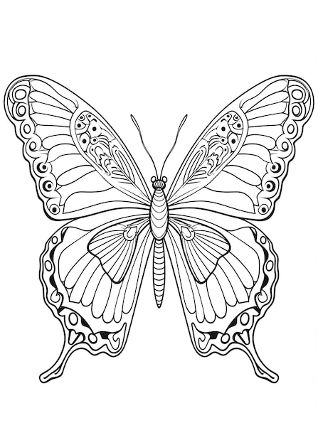 Foto butterfly coloring page butterfly line art coloring page butterfly outline illustration for coloring page animals coloring page butterfly coloring pages and book ai generative