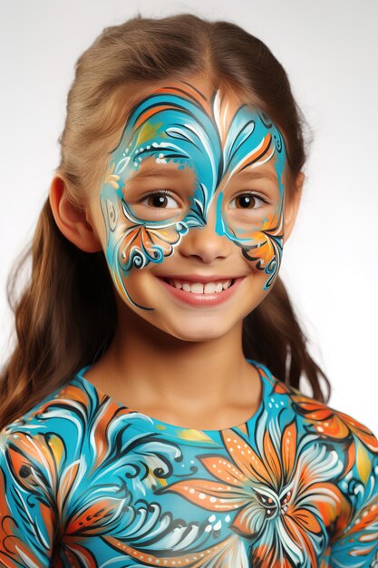 Butterfly Whimsy Girl mit künstlerischer Gesichtsmalerei