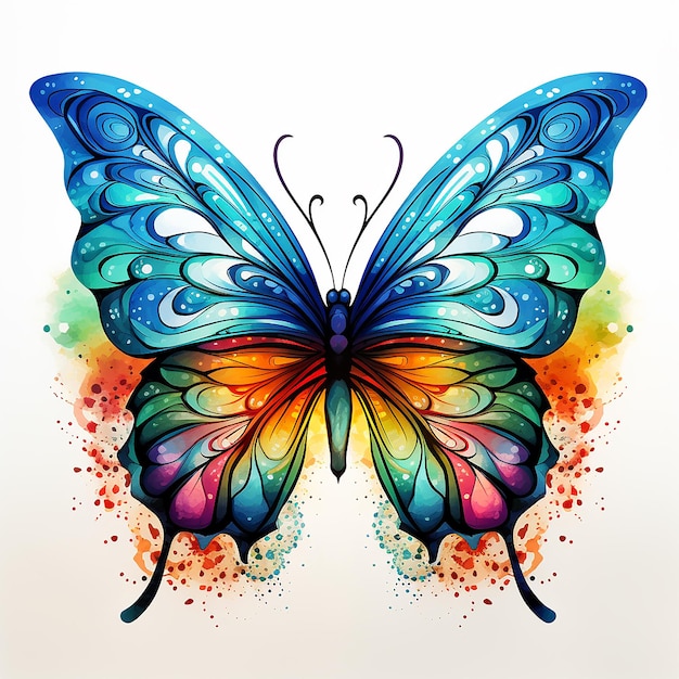 Butterfly Whimsy Tattoo Design von illustrativen Aquarell Schmetterling