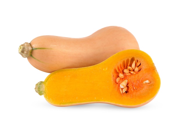 Butternut-Kürbis auf weißem Hintergrund