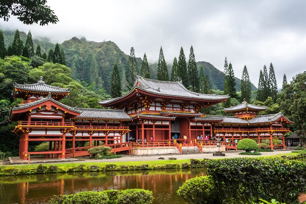 Foto byodo-in buddhistischer tempel, oahu, hawaii