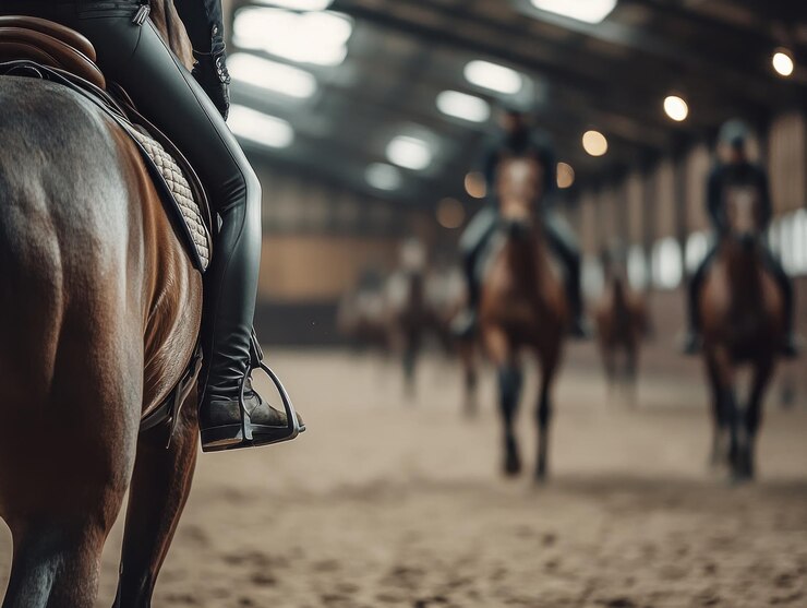 Cabalgar en una arena cubierta