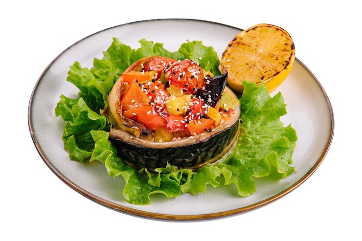 Caballa al horno con sésamo y limón y verduras