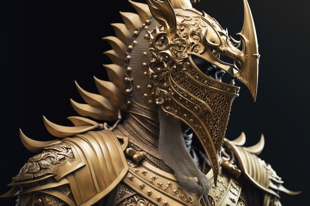 Caballero dragón medieval con armadura dorada IA generativa