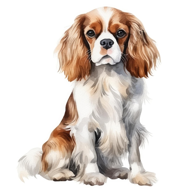 El caballero rey Charles Spaniel, una maravilla de acuarela caprichosa en estilo minimalista