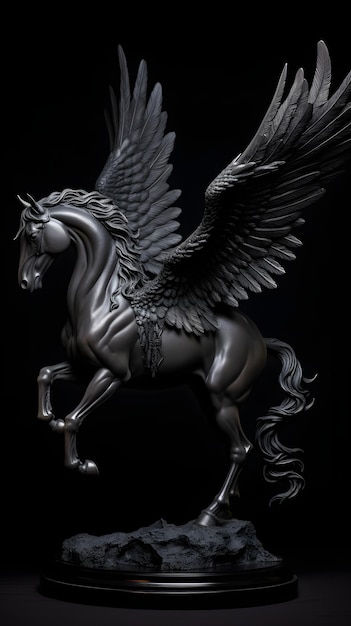 Foto un caballo alado con alas y cola.