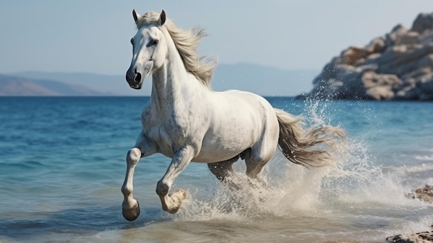 caballo árabe corriendo siria estilo de animal marino imagen Ai generado arte