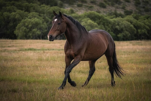 Un caballo de bahía solitario