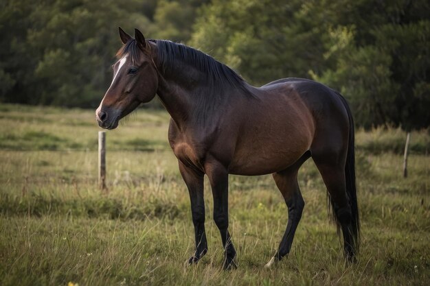 Un caballo de bahía solitario