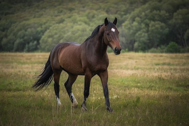 Un caballo de bahía solitario