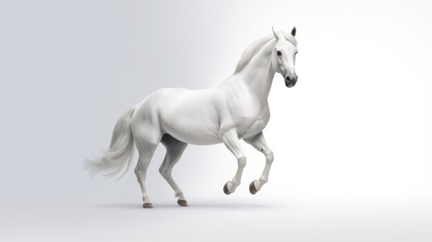 Caballo blanco aislado en un fondo blanco 3d renderización ilustración 3d