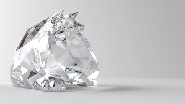 Un caballo blanco hecho de diamantes está tendido en una mesa