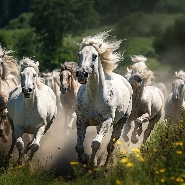 caballo caballos corriendo por el campo de hierba