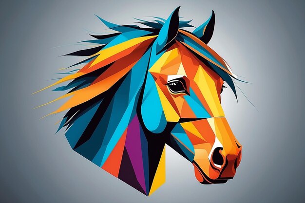Foto caballo de cabeza de caballo en estilo de arte abstracto estilo cubo para cartel banner o ilustración vectorial de fondo