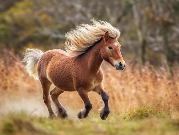 Un caballo corre por un campo con la palabra islandés en el frente.