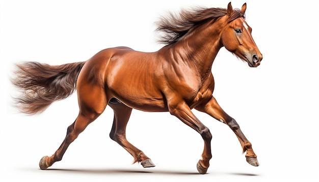 Caballo corriendo aislado en blanco