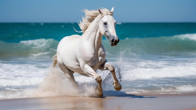 Caballo corriendo en la playa