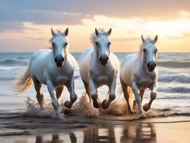 Foto caballo corriendo en el sitio de playa generado con ai