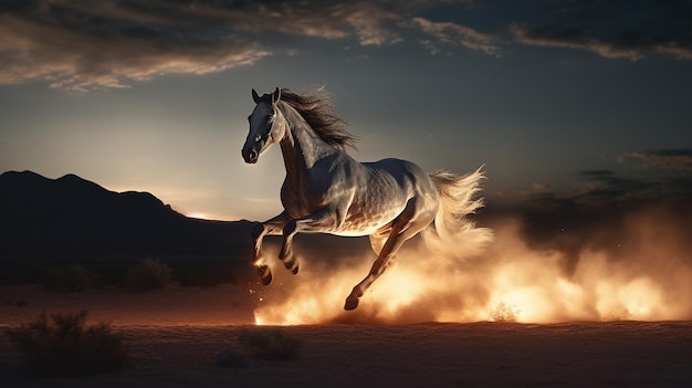 Un caballo corriendo en el suelo