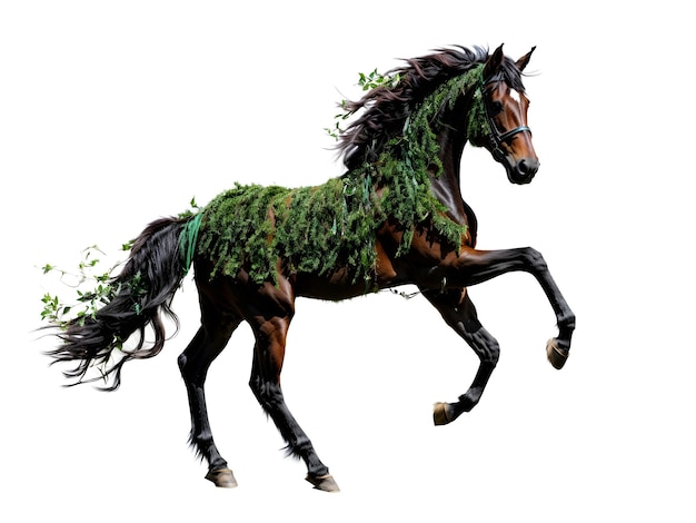 Caballo Espíritu del Bosque Un caballo decorado con plantas