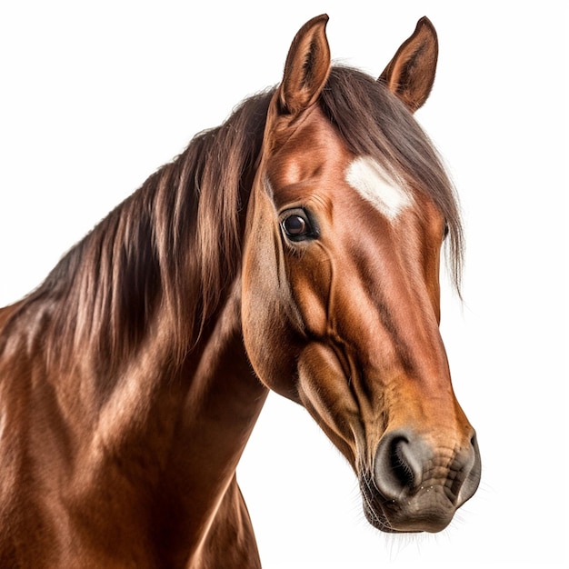 Un caballo con una estrella blanca en la cara.